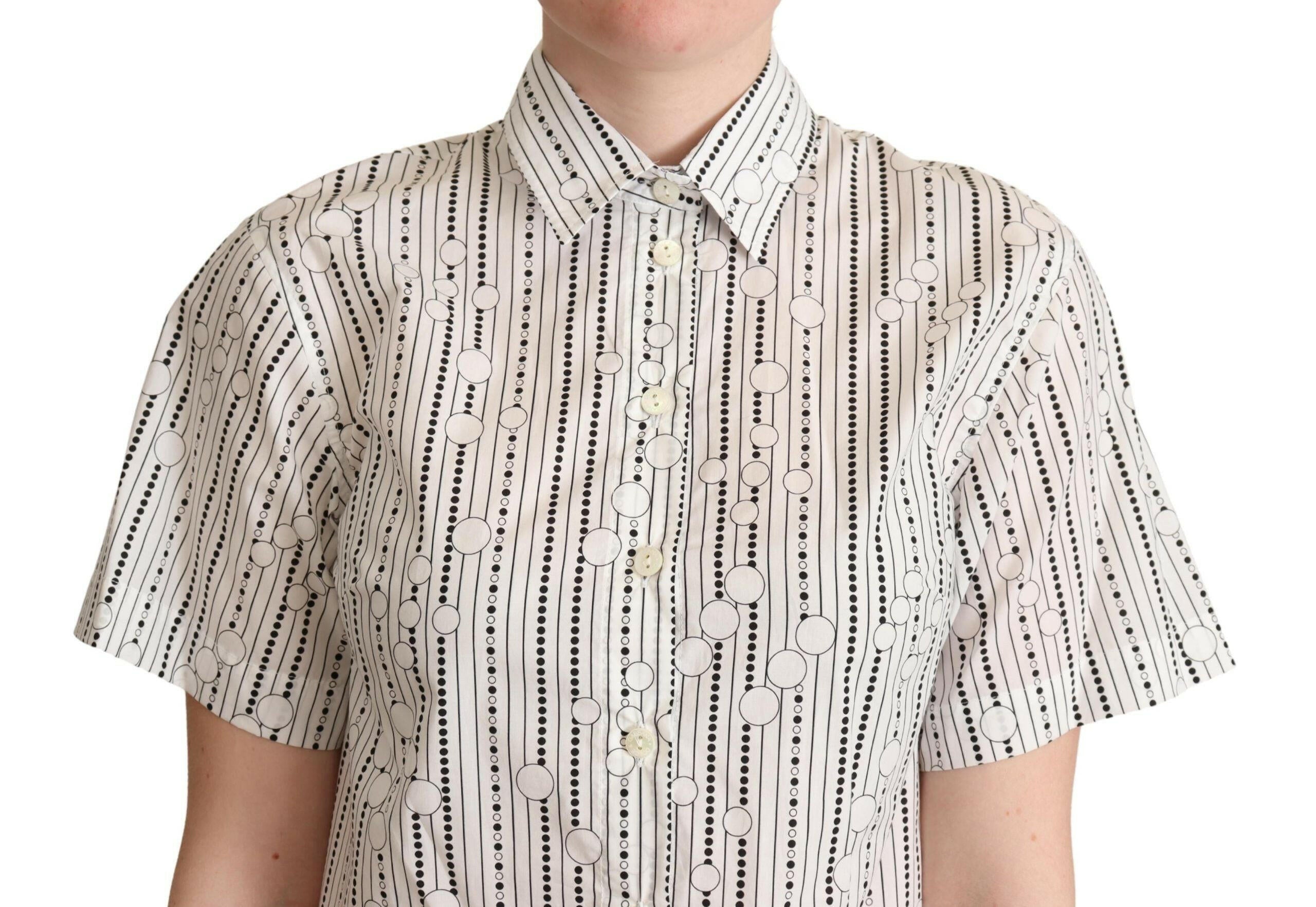 Dolce & Gabbana White Circles Dots Collared Button Up Shirt.