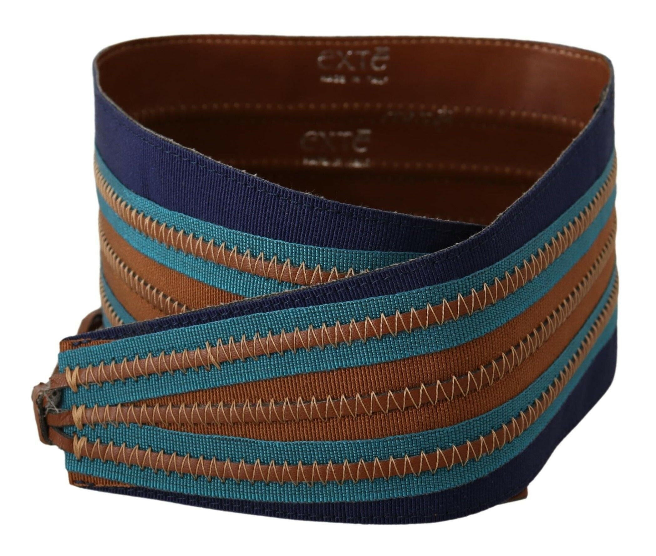 Exte Brown Leather Wide Waistband Tie Fastening Belt.