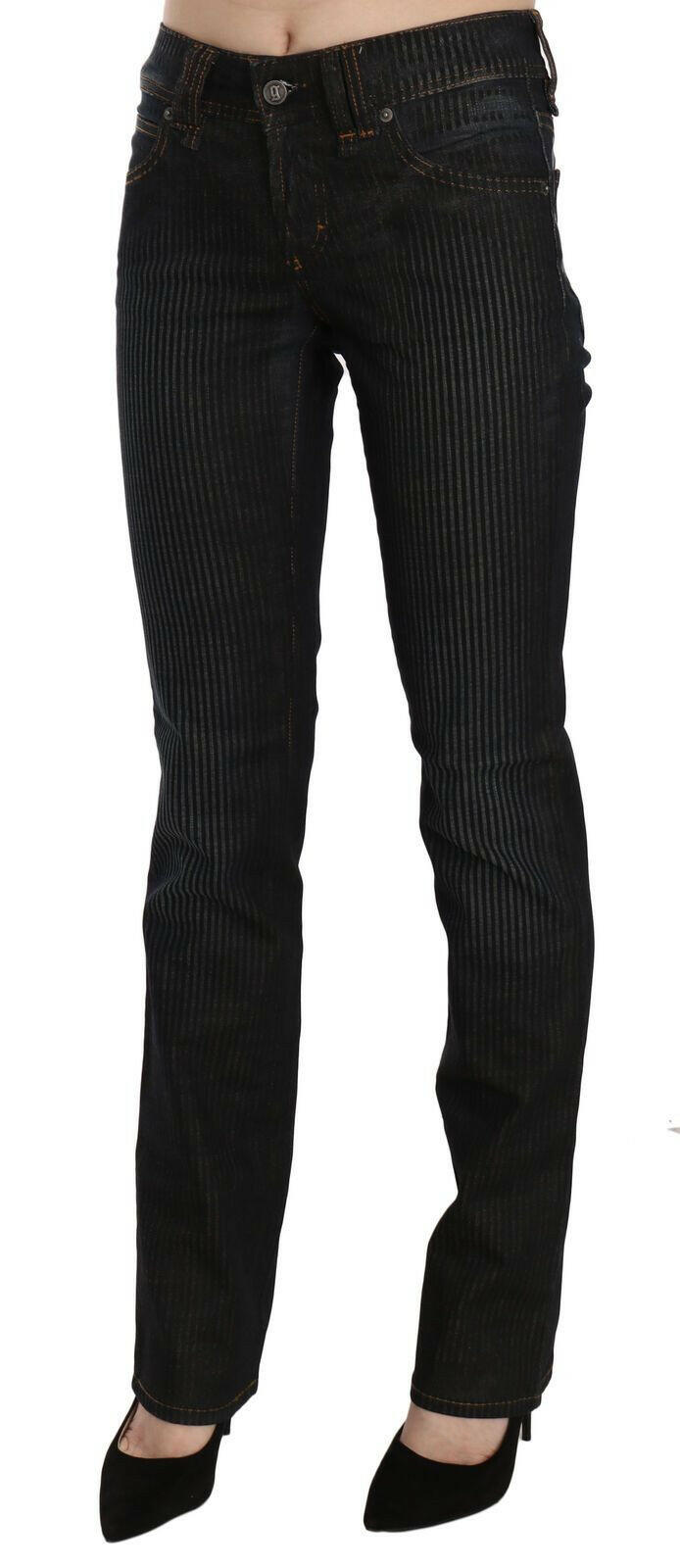 John Galliano Black Mid Waist Slim Fit Corduroy Denim Casual Pants.