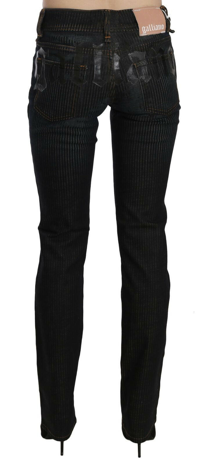 John Galliano Black Mid Waist Slim Fit Corduroy Denim Casual Pants.