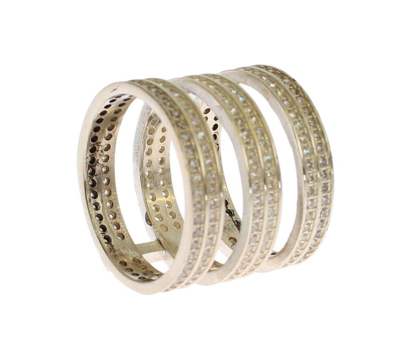 Nialaya Authentic Womens Clear CZ 925 Sterling Silver Ring.