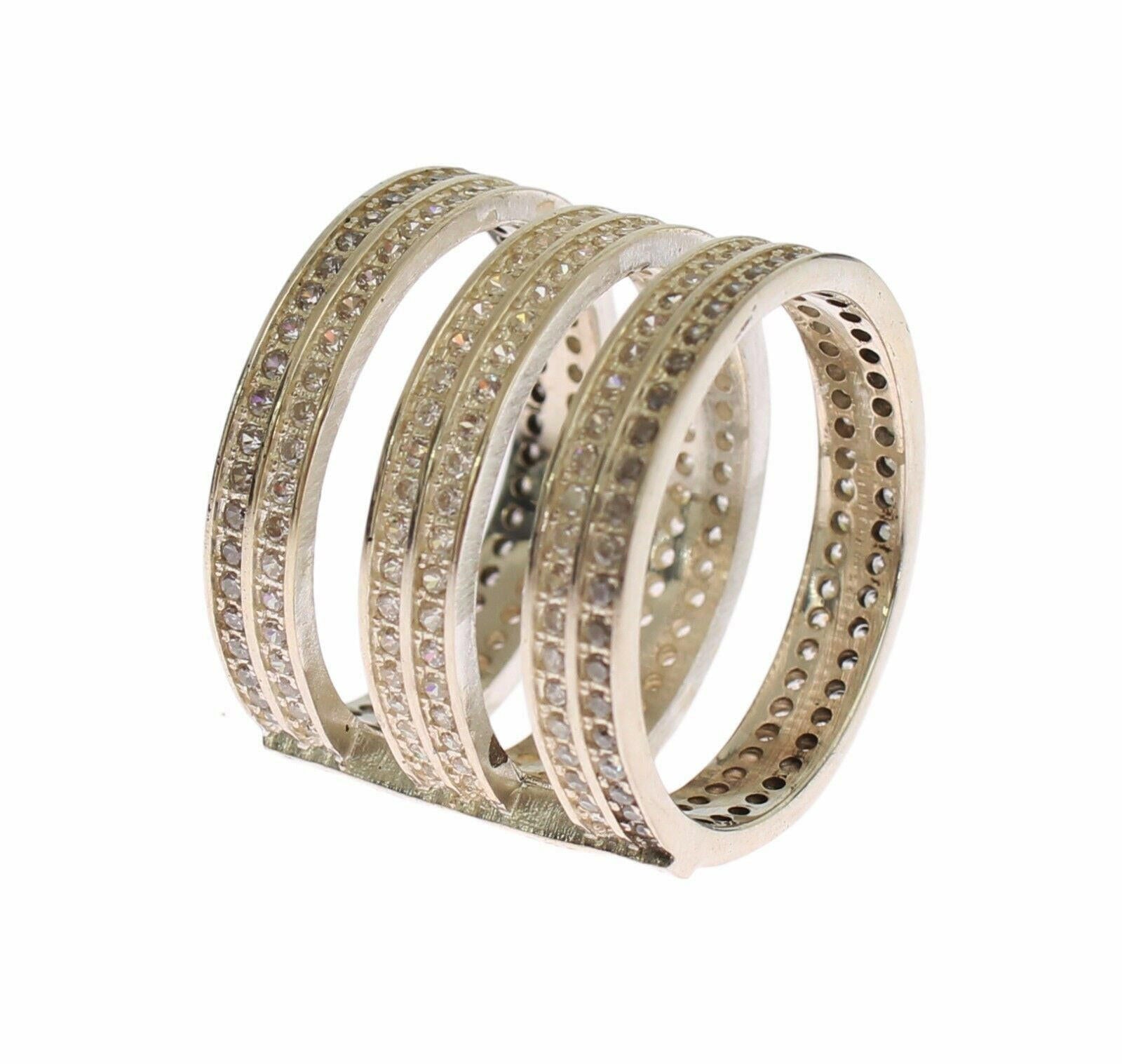 Nialaya Authentic Womens Clear CZ 925 Sterling Silver Ring.