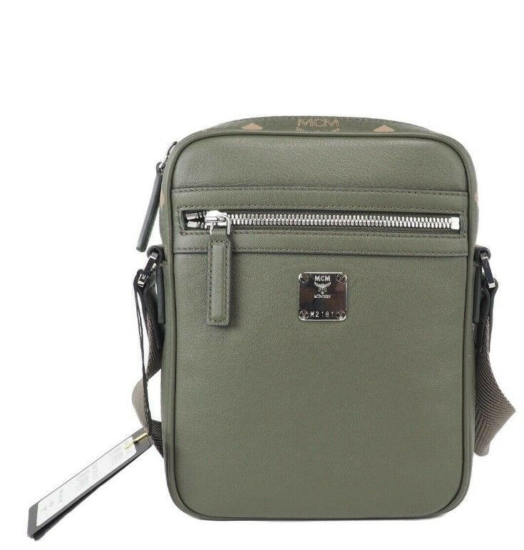 MCM Klassik Mini Sea Turtle Visetos Mixed Leather Multifunction Crossbody Bag Green.