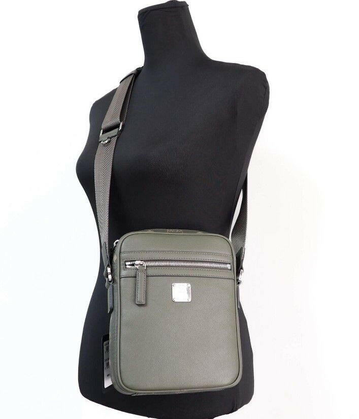 MCM Klassik Mini Sea Turtle Visetos Mixed Leather Multifunction Crossbody Bag Green.