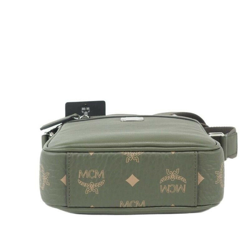 MCM Klassik Mini Sea Turtle Visetos Mixed Leather Multifunction Crossbody Bag Green.
