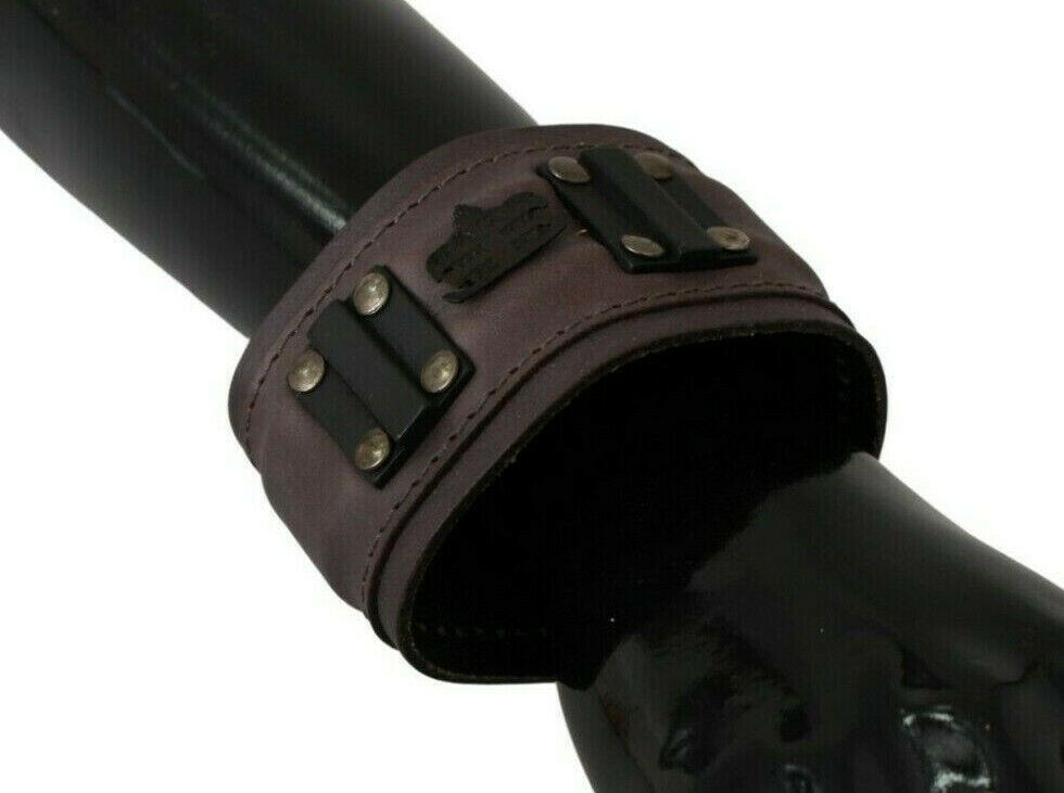 Scervino Street Brown Leather Branded Wide Buckle Closure Bracelet.