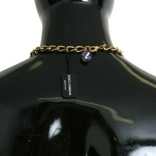 Dolce & Gabbana Pink Gold Brass Crystal Purple Pearl Pendants.