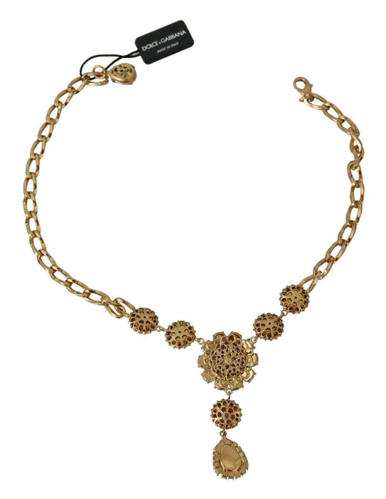 Dolce & Gabbana Pink Gold Brass Crystal Purple Pearl Pendants.