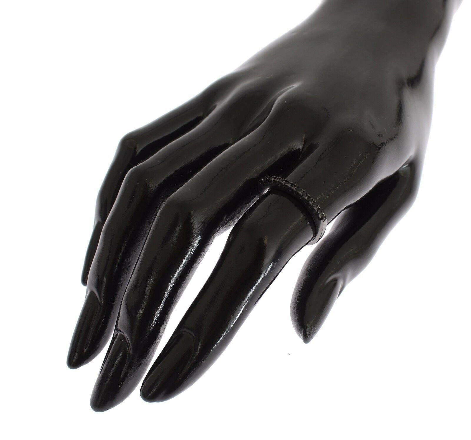 Nialaya Black CZ Rhodium 925 Silver Womens Ring.