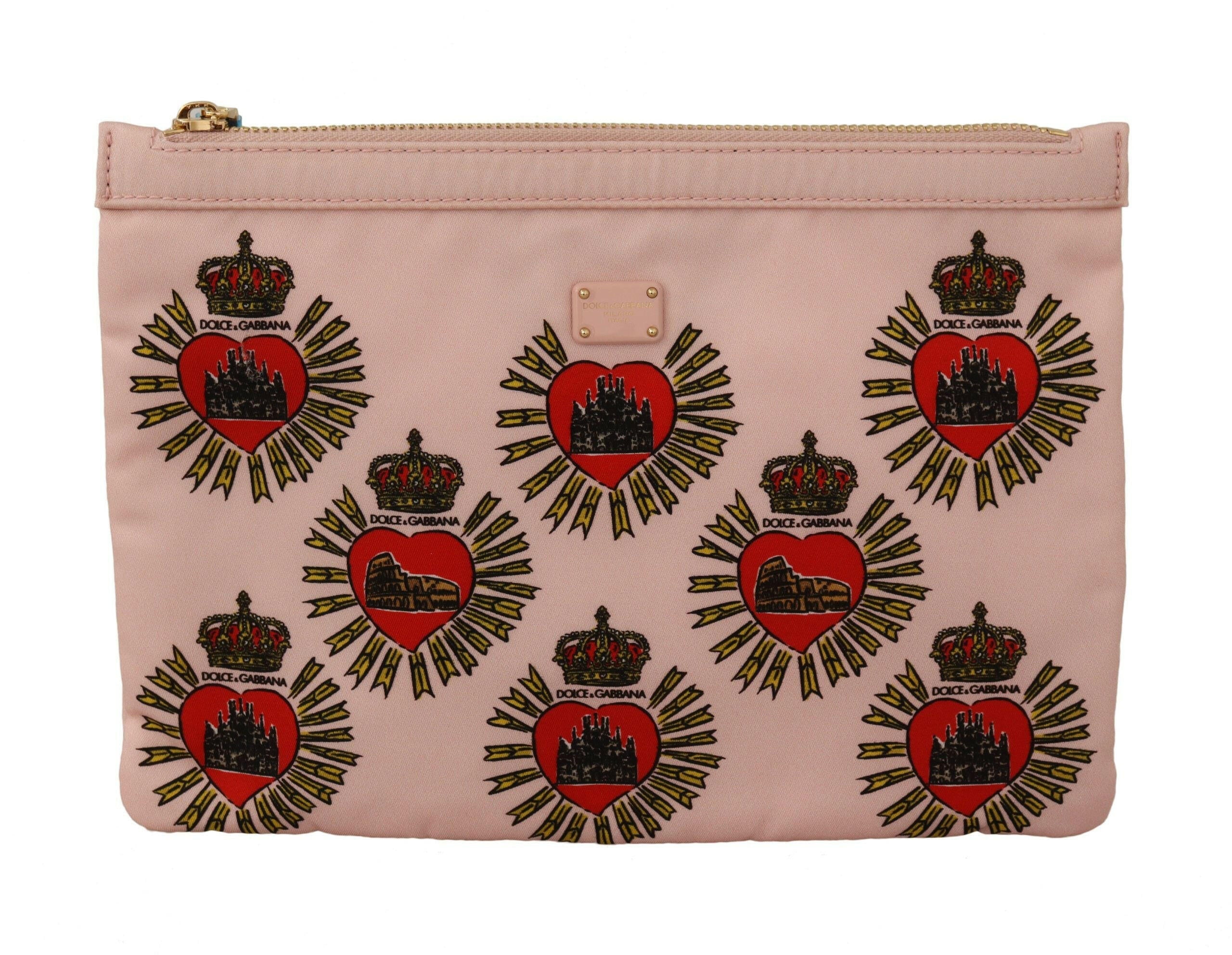 Dolce & Gabbana Clutch Pink D&G Logo Devotion Heart Toiletry Pouch Wallet.
