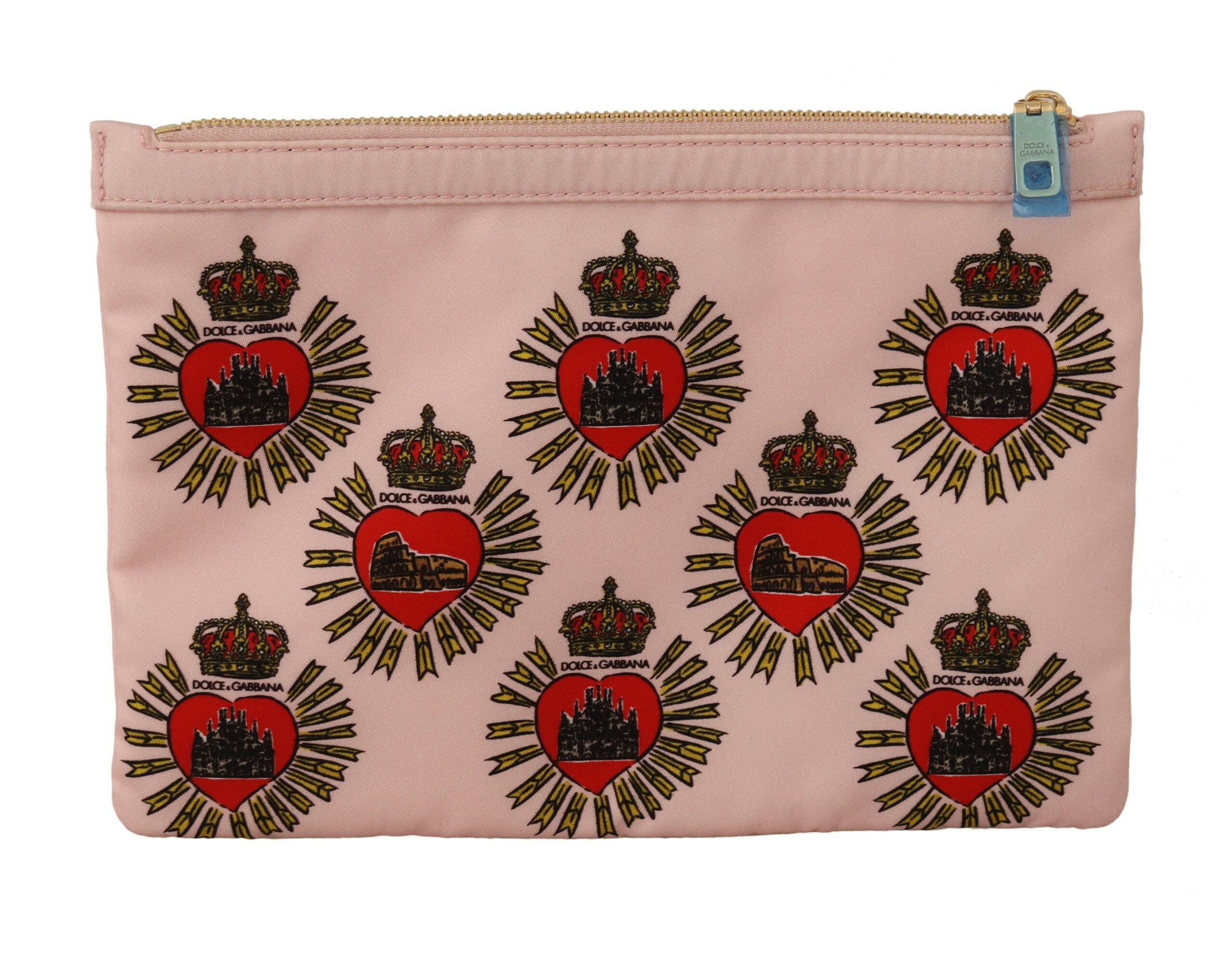 Dolce & Gabbana Clutch Pink D&G Logo Devotion Heart Toiletry Pouch Wallet.