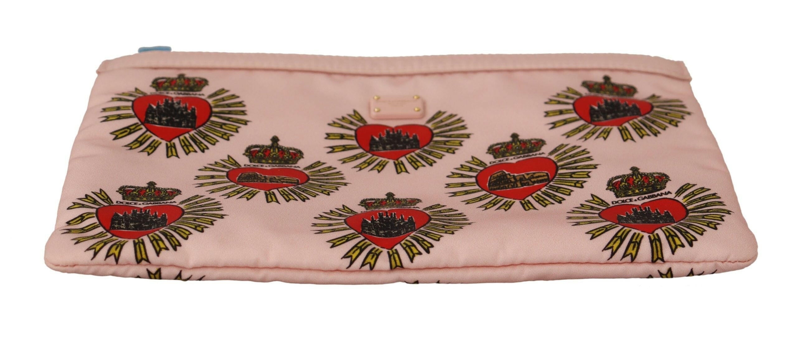 Dolce & Gabbana Clutch Pink D&G Logo Devotion Heart Toiletry Pouch Wallet.