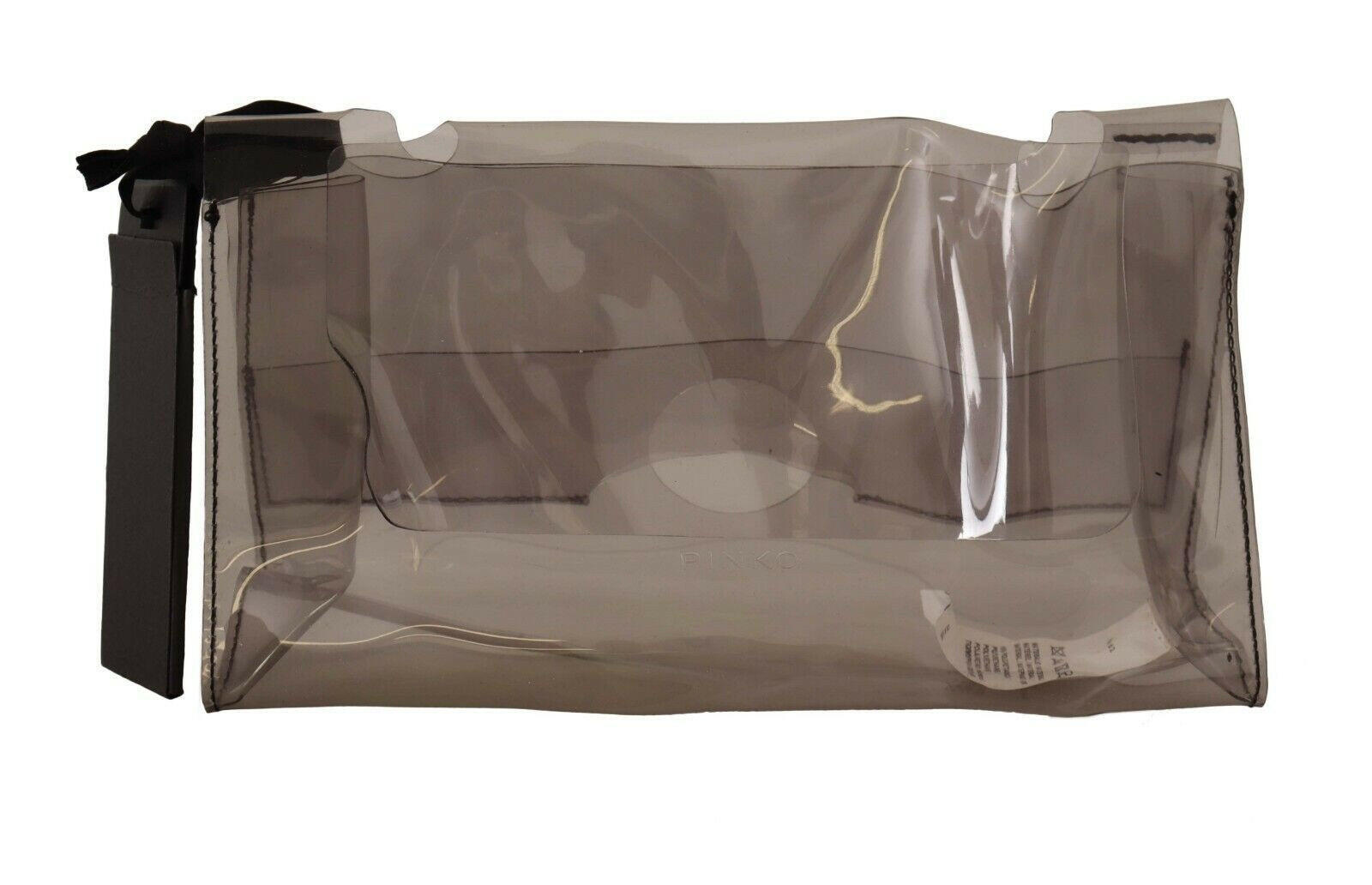 PINKO Black Clear Plastic Transparent Pouch Purse Clutch Bag.