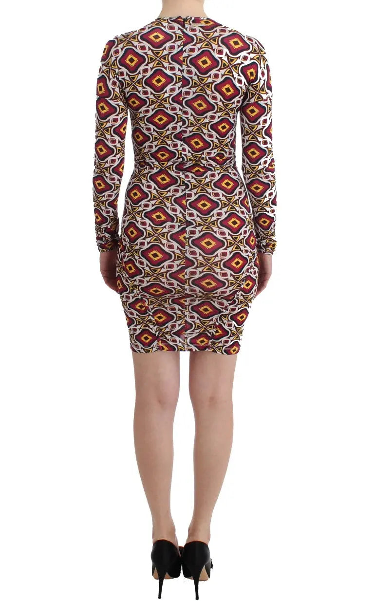 GF Ferre Chic Multicolor Cocktail V-Neck Dress GF Ferre