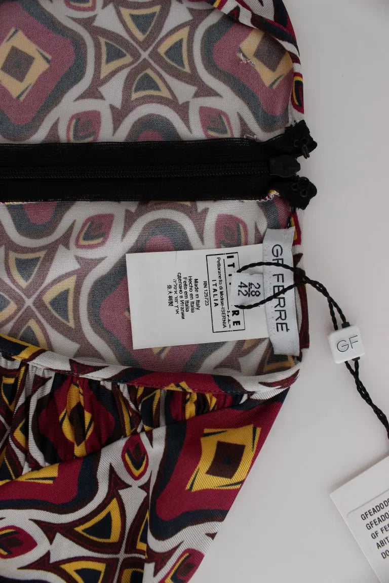 GF Ferre Chic Multicolor Cocktail V-Neck Dress GF Ferre
