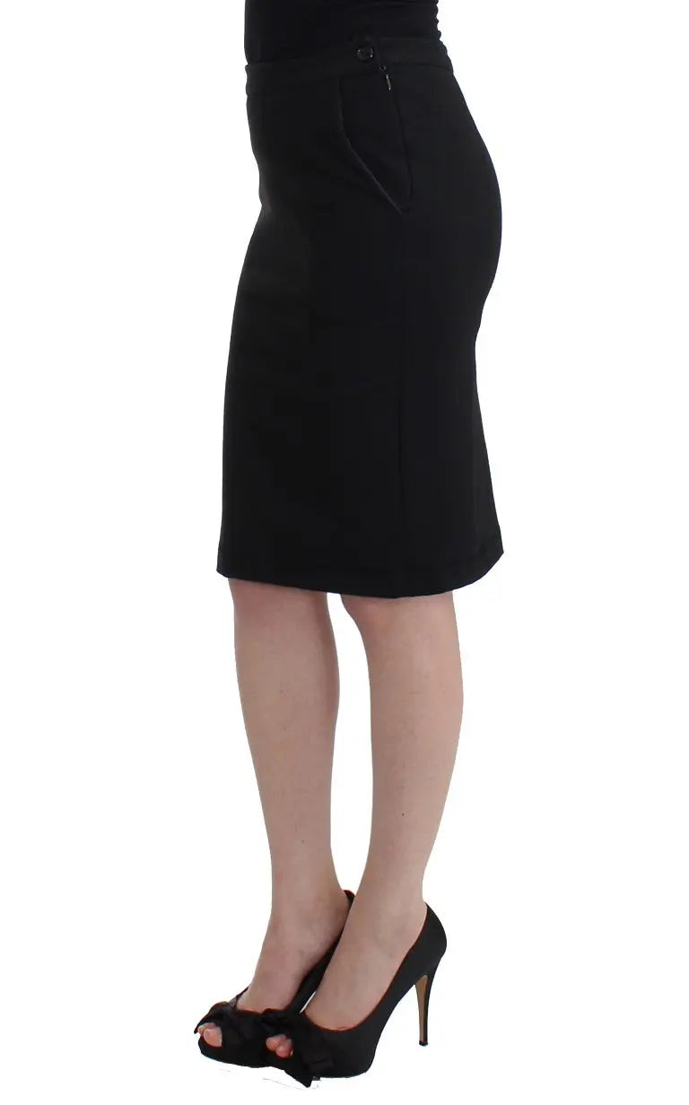 GF Ferre Chic Black Pencil Skirt Knee Length with Side Zip - MaraFormigone