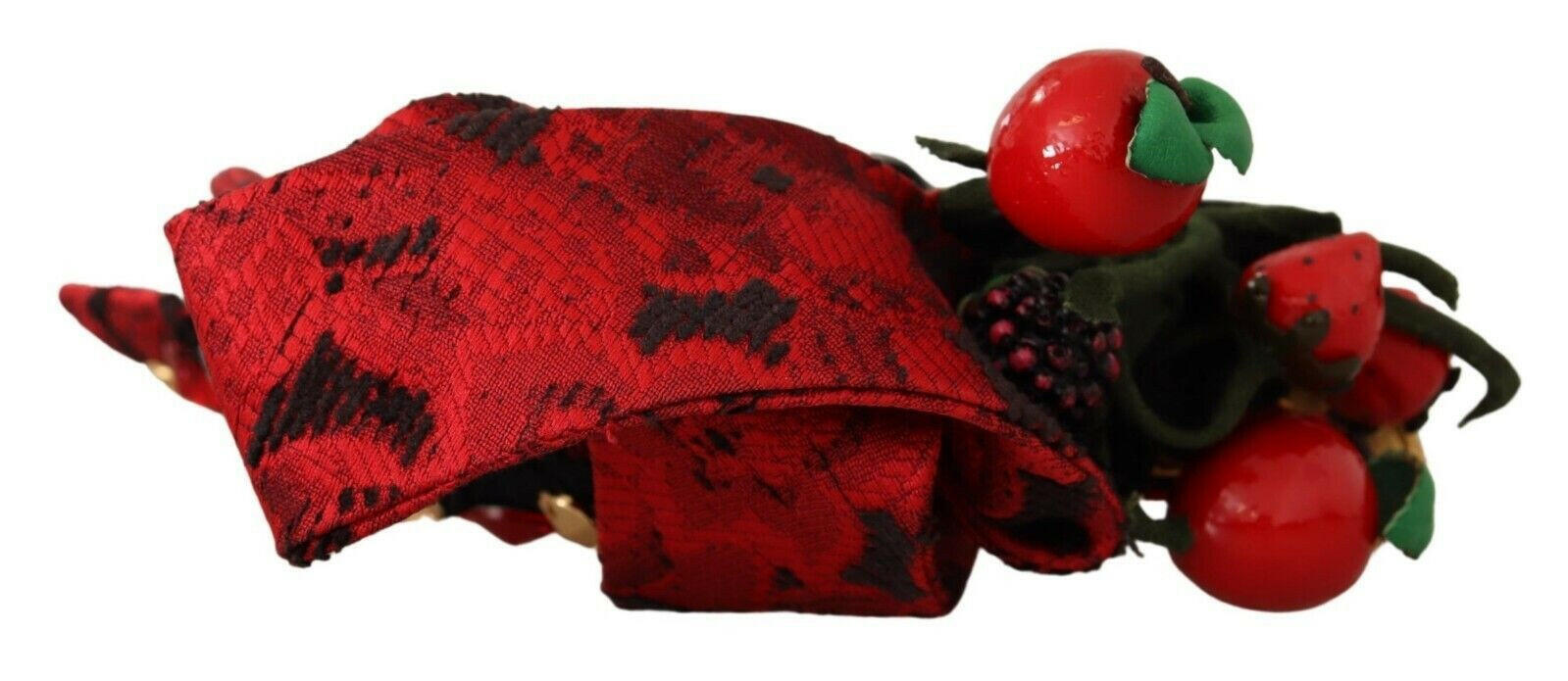 Dolce & Gabbana Red Tiara Berry Fruit Crystal Bow Hair Diadem Headband.
