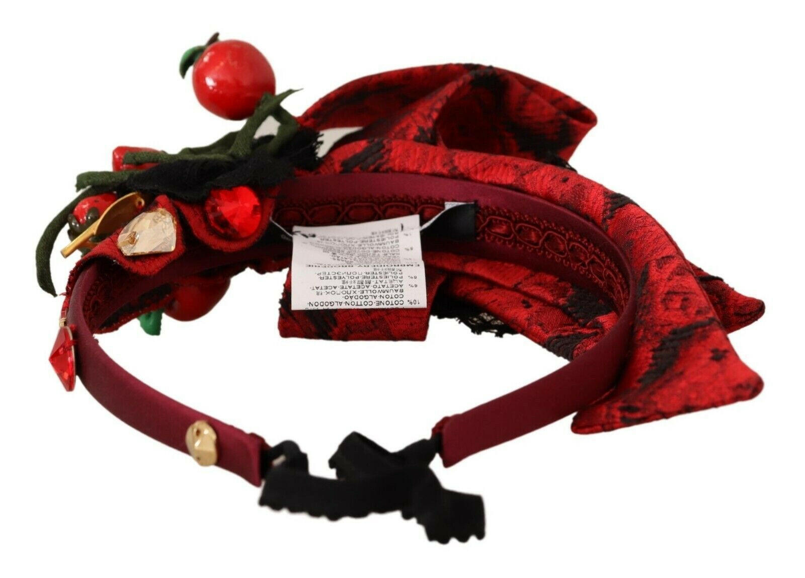 Dolce & Gabbana Red Tiara Berry Fruit Crystal Bow Hair Diadem Headband.