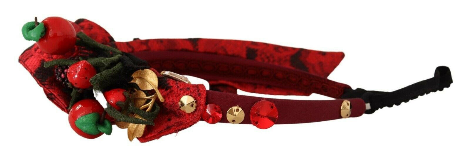 Dolce & Gabbana Red Tiara Berry Fruit Crystal Bow Hair Diadem Headband.