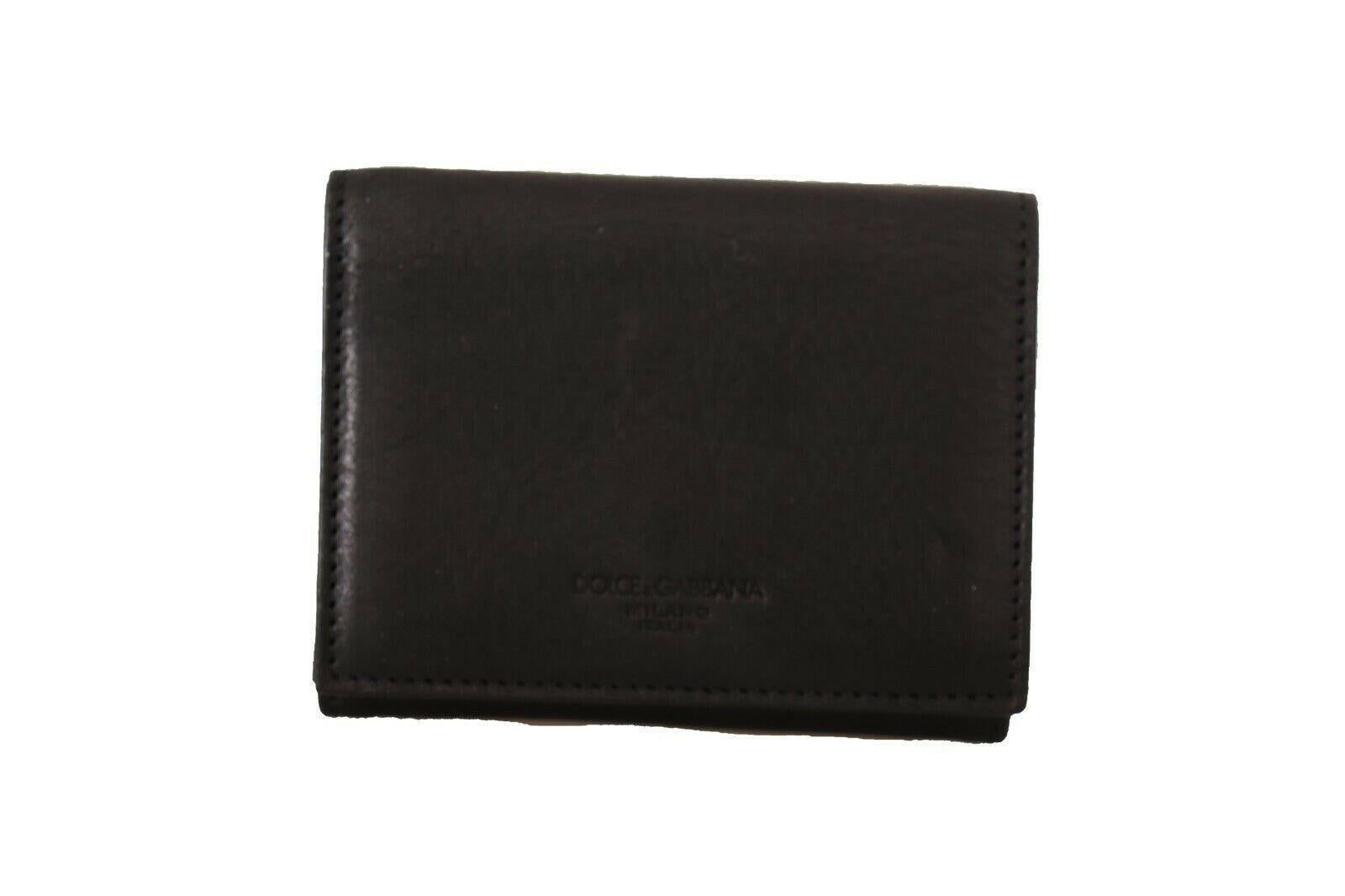 Dolce & Gabbana Black Leather Trifold Purse Belt Multi Kit Wallet.