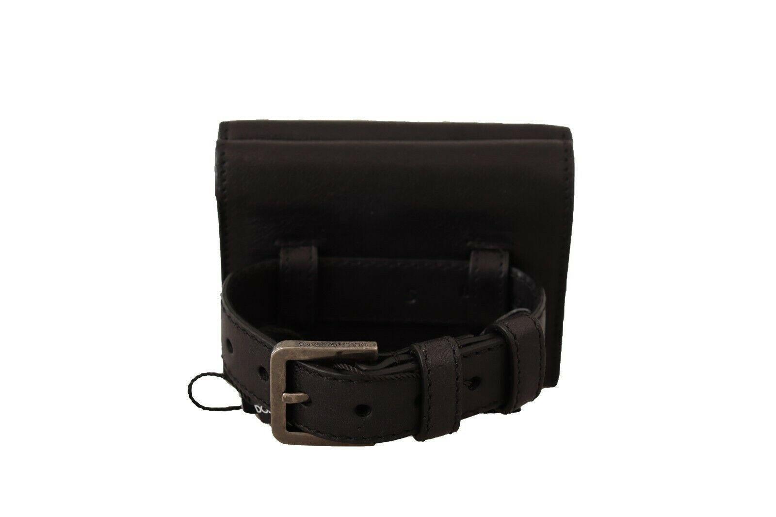 Dolce & Gabbana Black Leather Trifold Purse Belt Multi Kit Wallet.