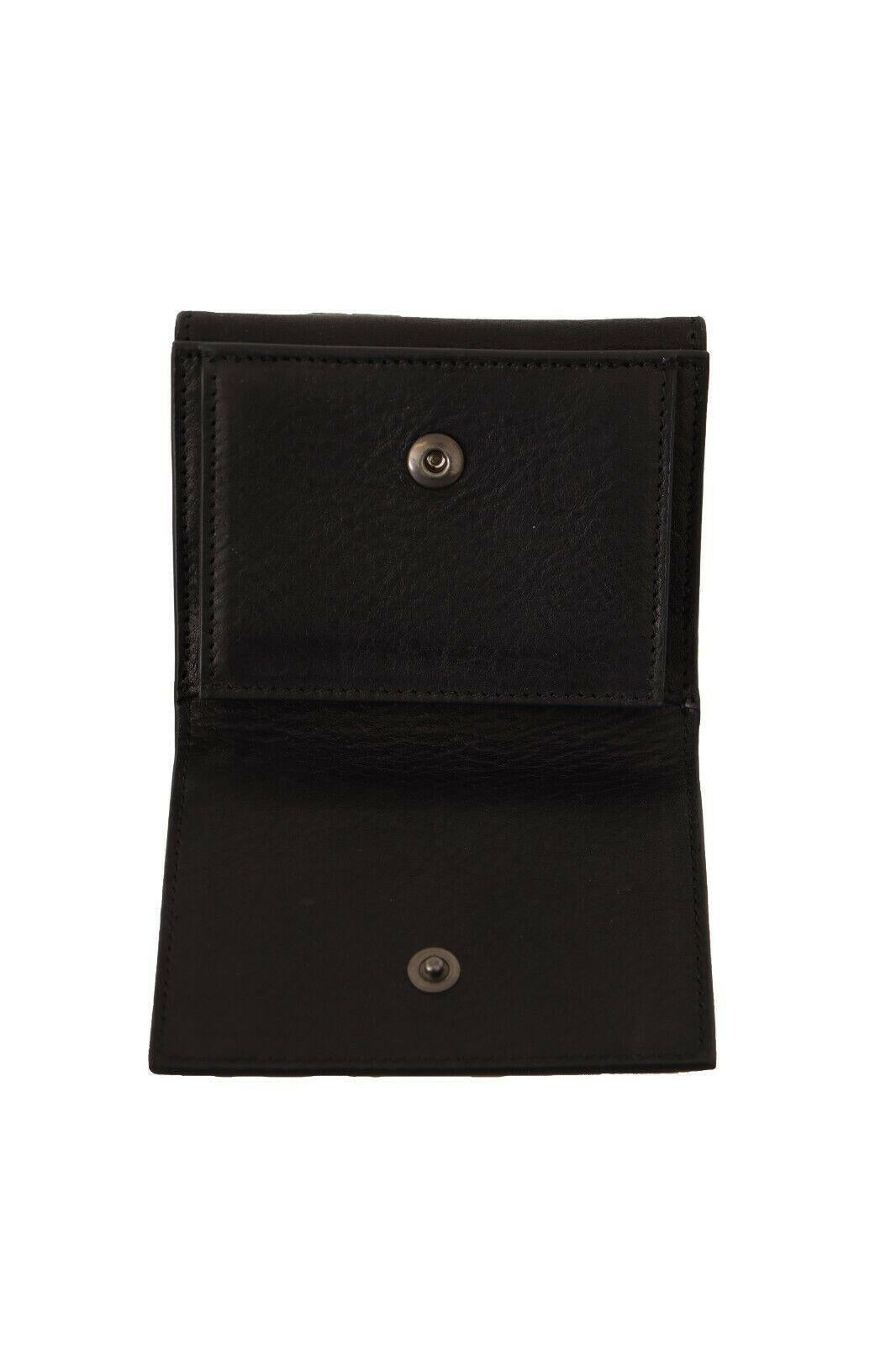 Dolce & Gabbana Black Leather Trifold Purse Belt Multi Kit Wallet.