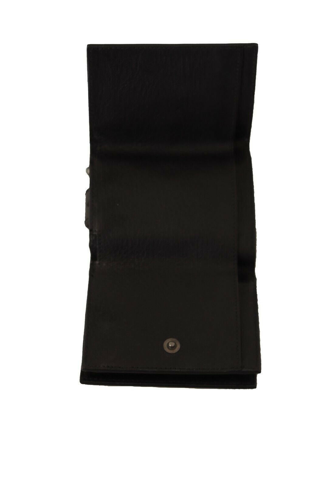 Dolce & Gabbana Black Leather Trifold Purse Belt Multi Kit Wallet.