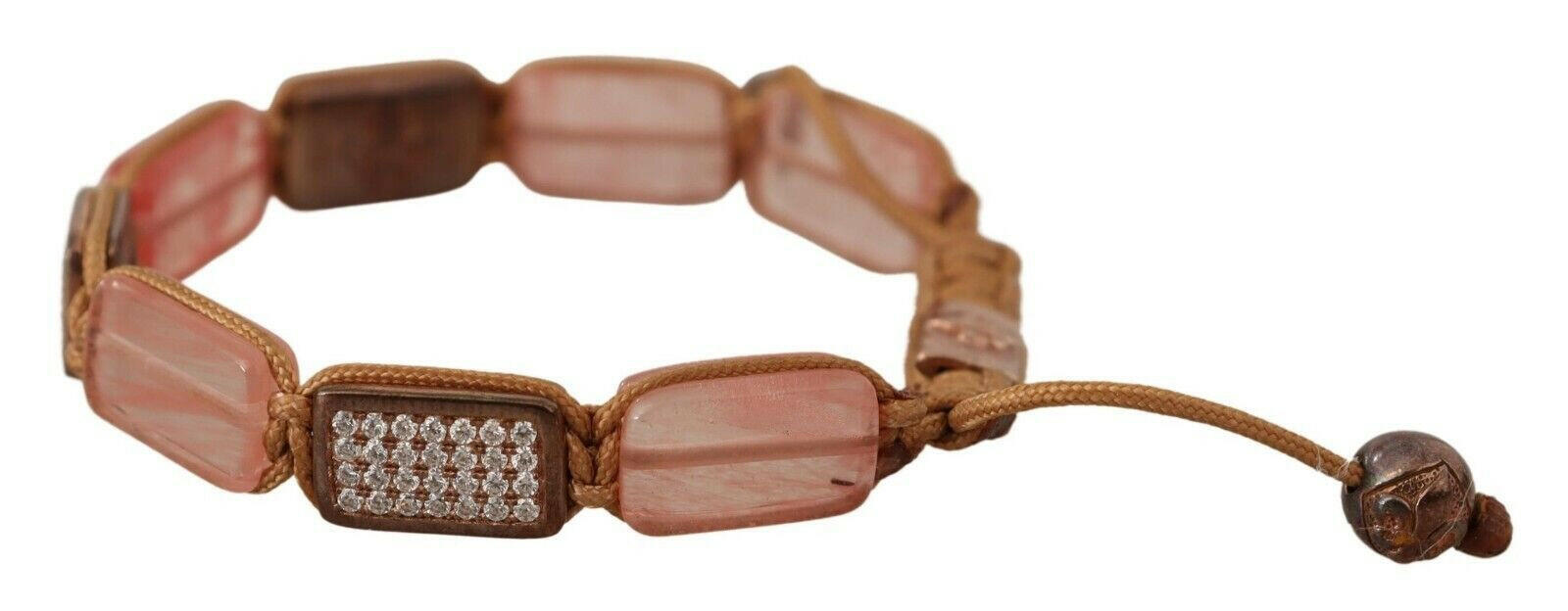 Nialaya Multicolor Crystals Logo Embellished Adjustable Bracelet.