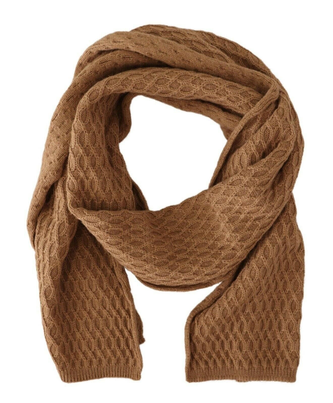 Dolce & Gabbana Dark Brown Wrap Shawl Knitted Camel Scarf.