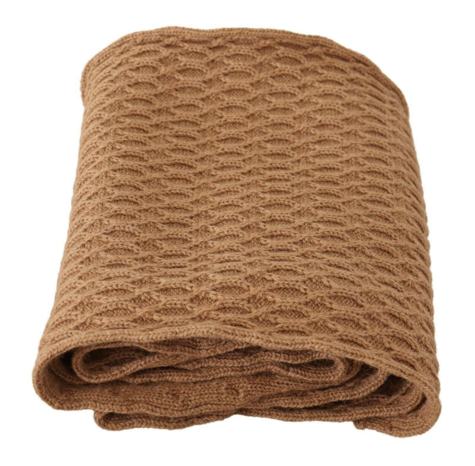 Dolce & Gabbana Dark Brown Wrap Shawl Knitted Camel Scarf.