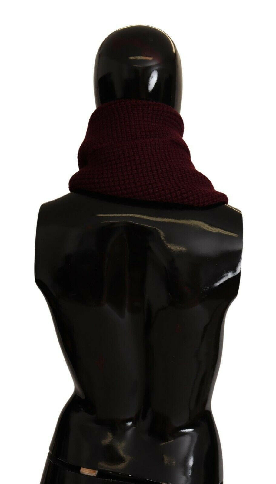 Dolce & Gabbana Dark Red Cashmere Logo Wrap Shawl Knitted Scarf.