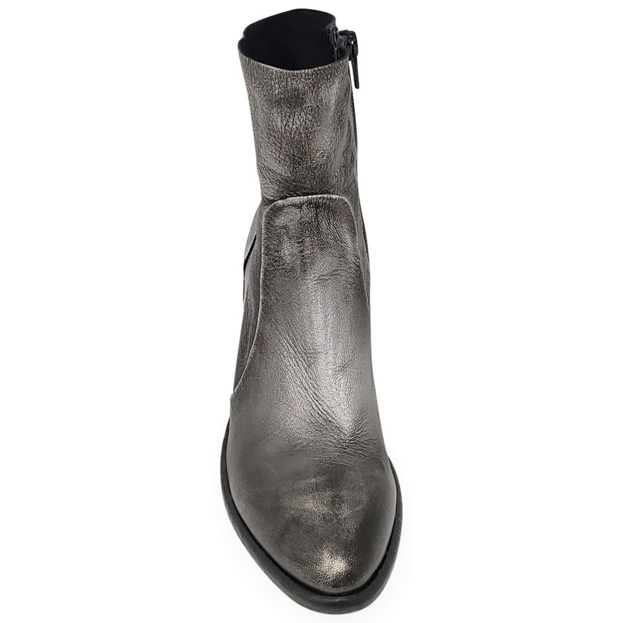 Antique Silver Leather Ankle Boot