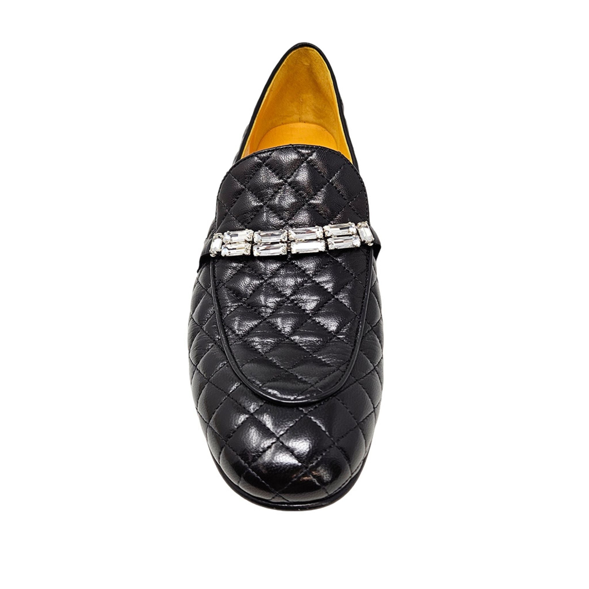 Black Quilted Flat Loafer