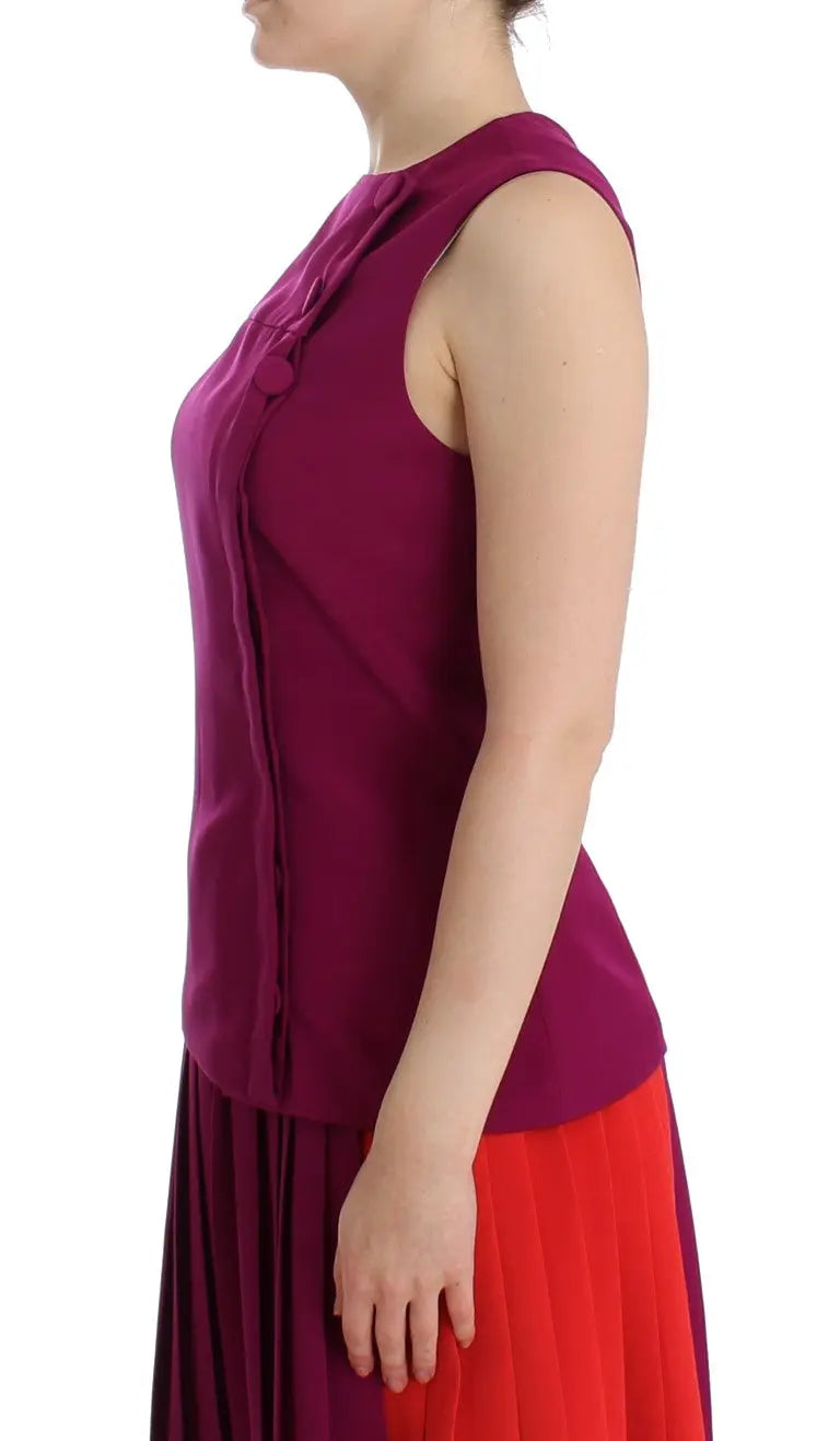 Barbara Casasola Stunning Silk Sleeveless Purple Blouse Barbara Casasola