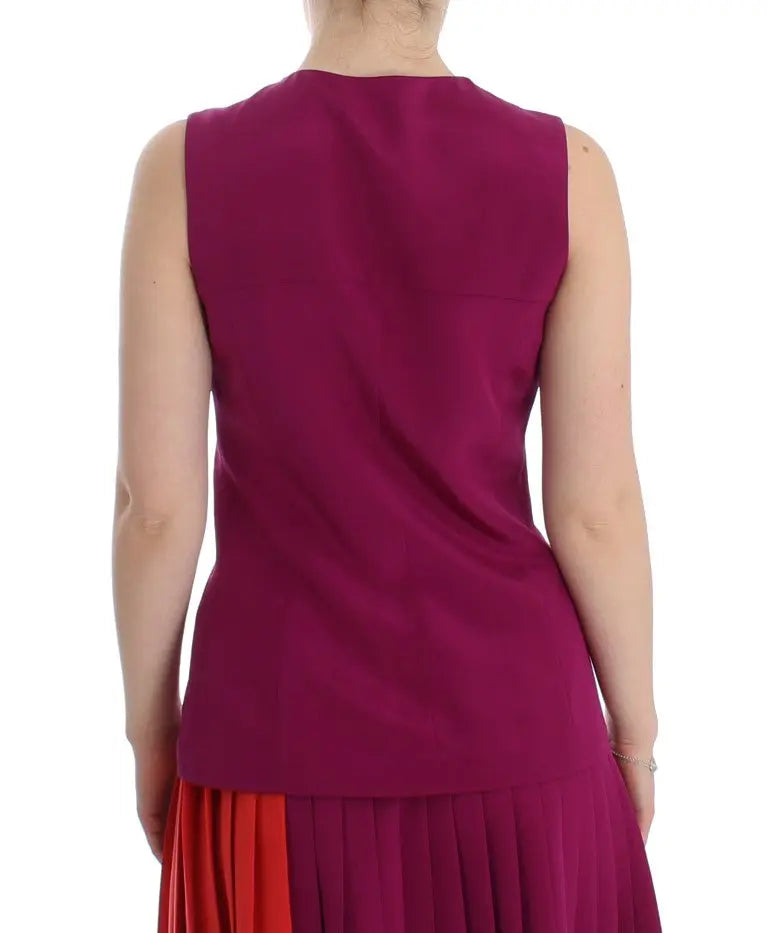 Barbara Casasola Stunning Silk Sleeveless Purple Blouse Barbara Casasola