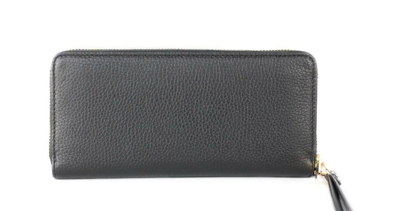 Michael Kors Jet Set Travel Large Black Pebble Leather Continental Wrist Wallet.