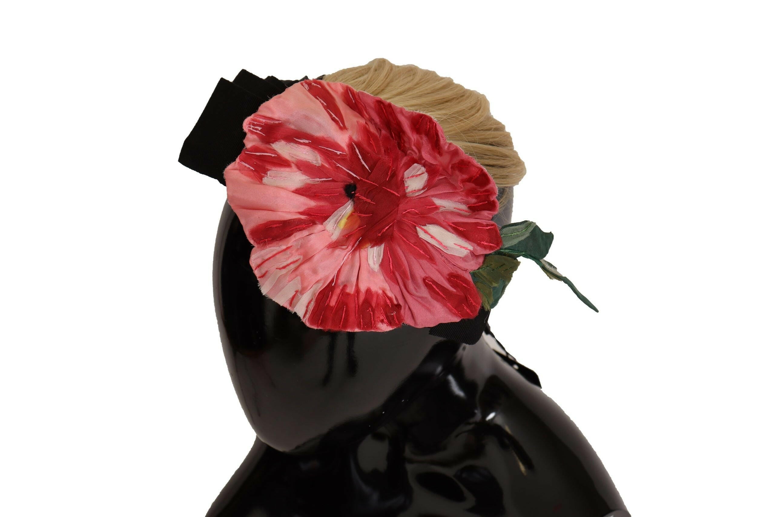Dolce & Gabbana Black Silk White Hair Parrucchiera Diadem Headband.