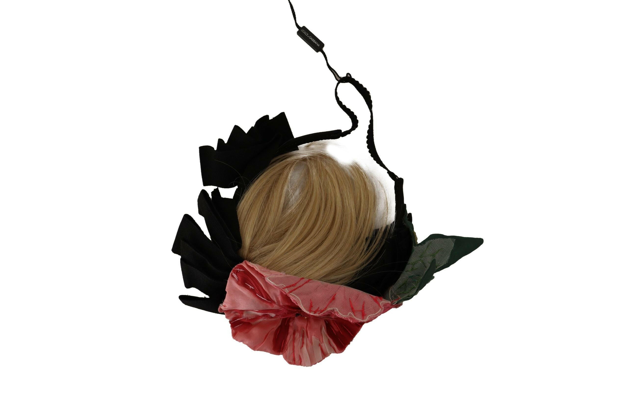 Dolce & Gabbana Black Silk White Hair Parrucchiera Diadem Headband.