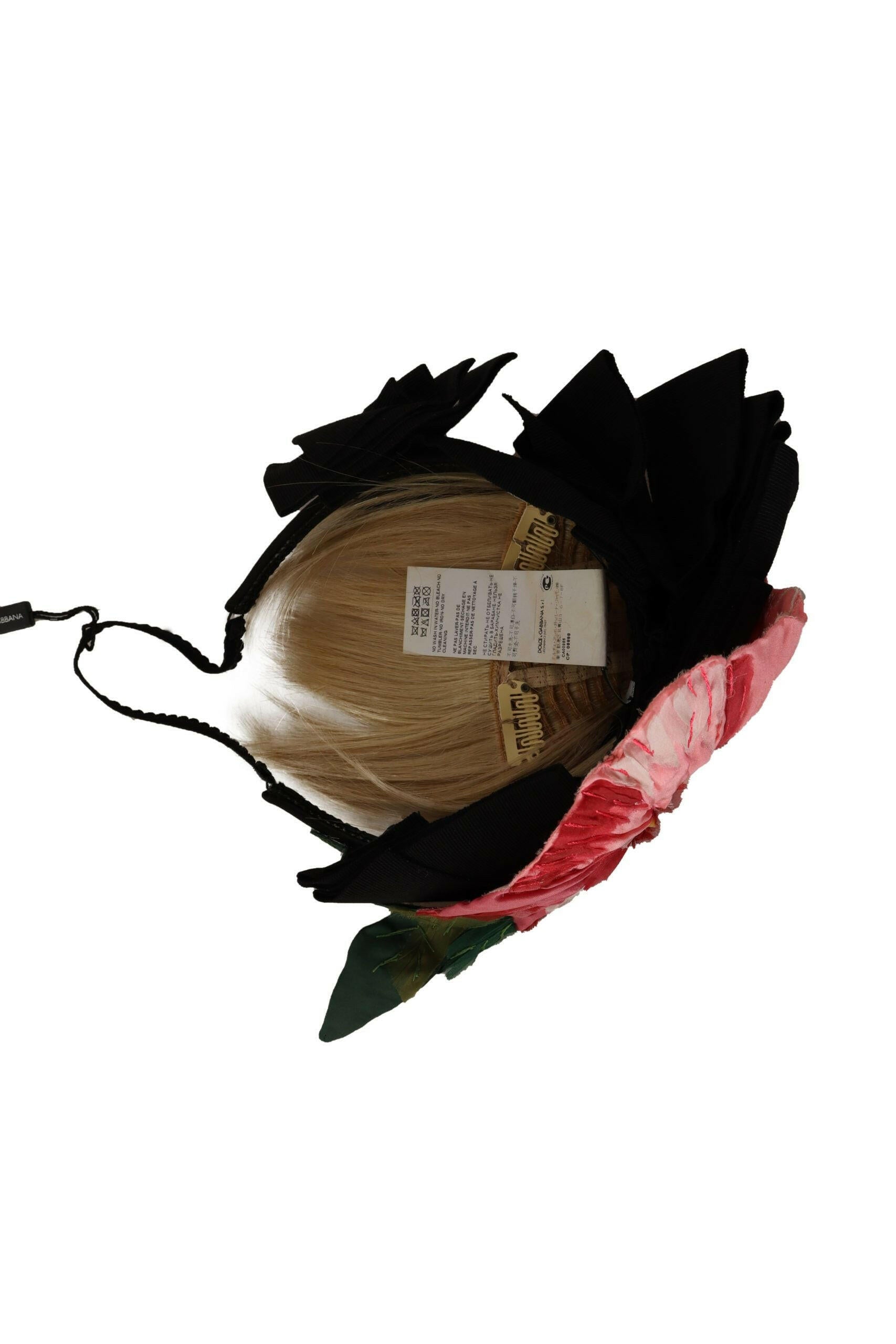 Dolce & Gabbana Black Silk White Hair Parrucchiera Diadem Headband.