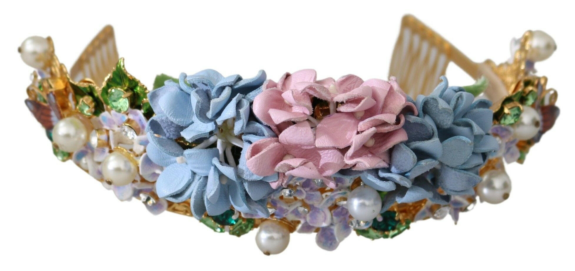 Dolce & Gabbana Gold Crystal Purple Hortensia Headband Crown Diadem.