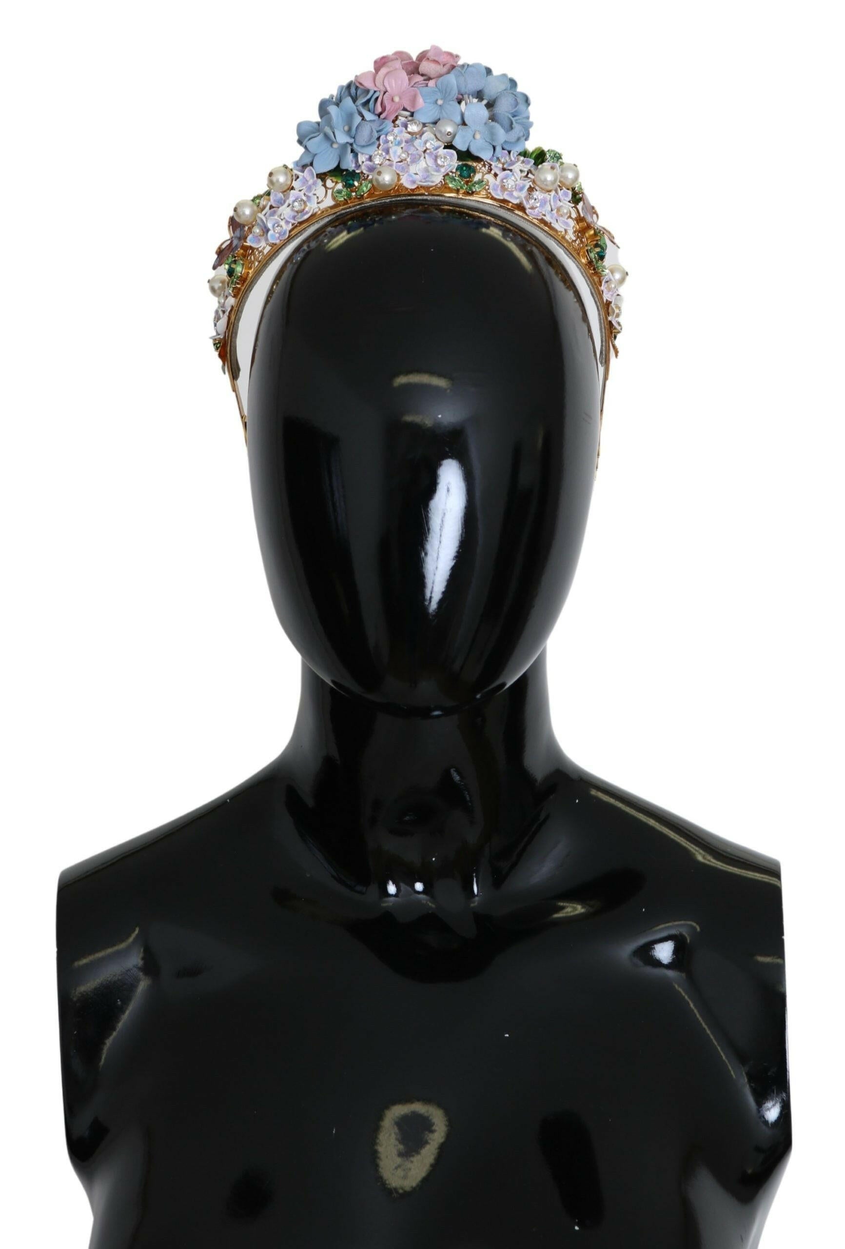 Dolce & Gabbana Gold Crystal Purple Hortensia Headband Crown Diadem.