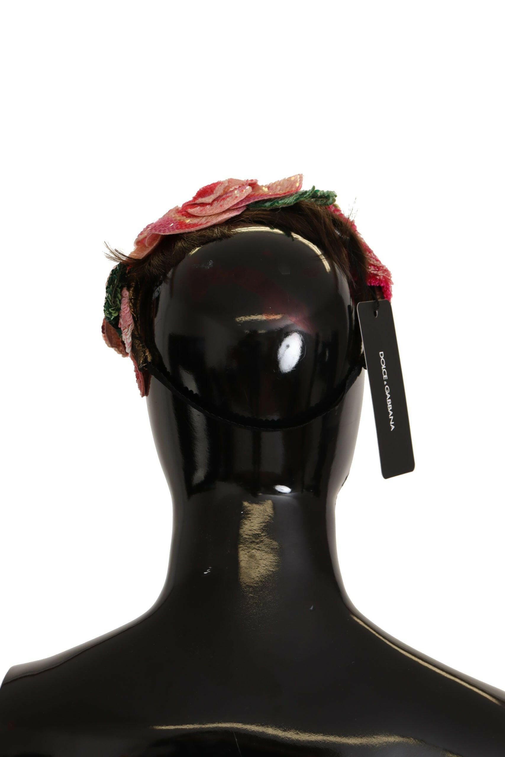 Dolce & Gabbana Multicolor Sequined Lurex Black Hair Headband.