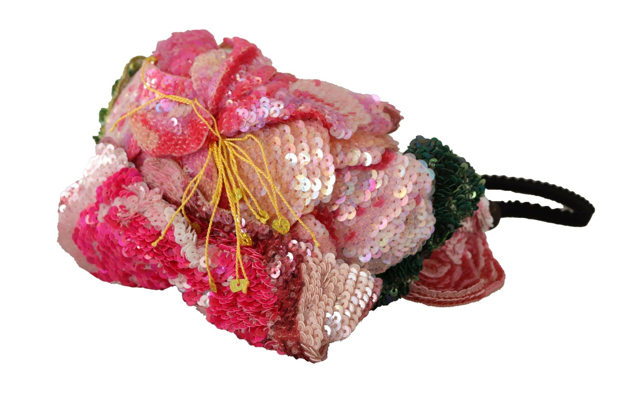 Dolce & Gabbana Multicolor Sequined Lurex Black Hair Headband.