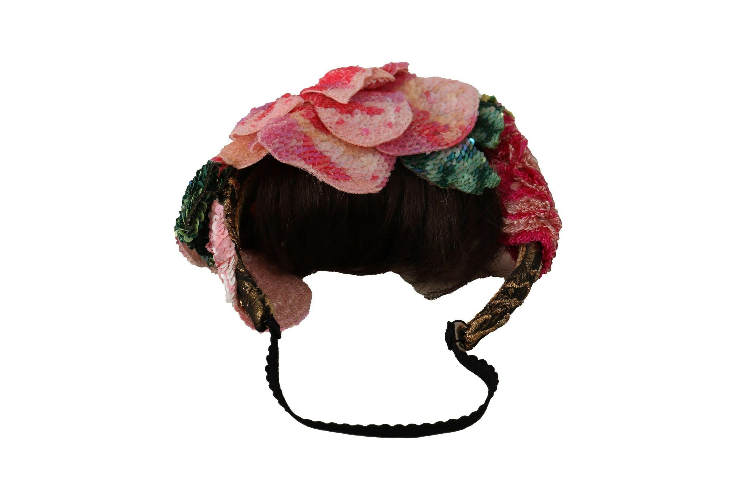 Dolce & Gabbana Multicolor Sequined Lurex Black Hair Headband.