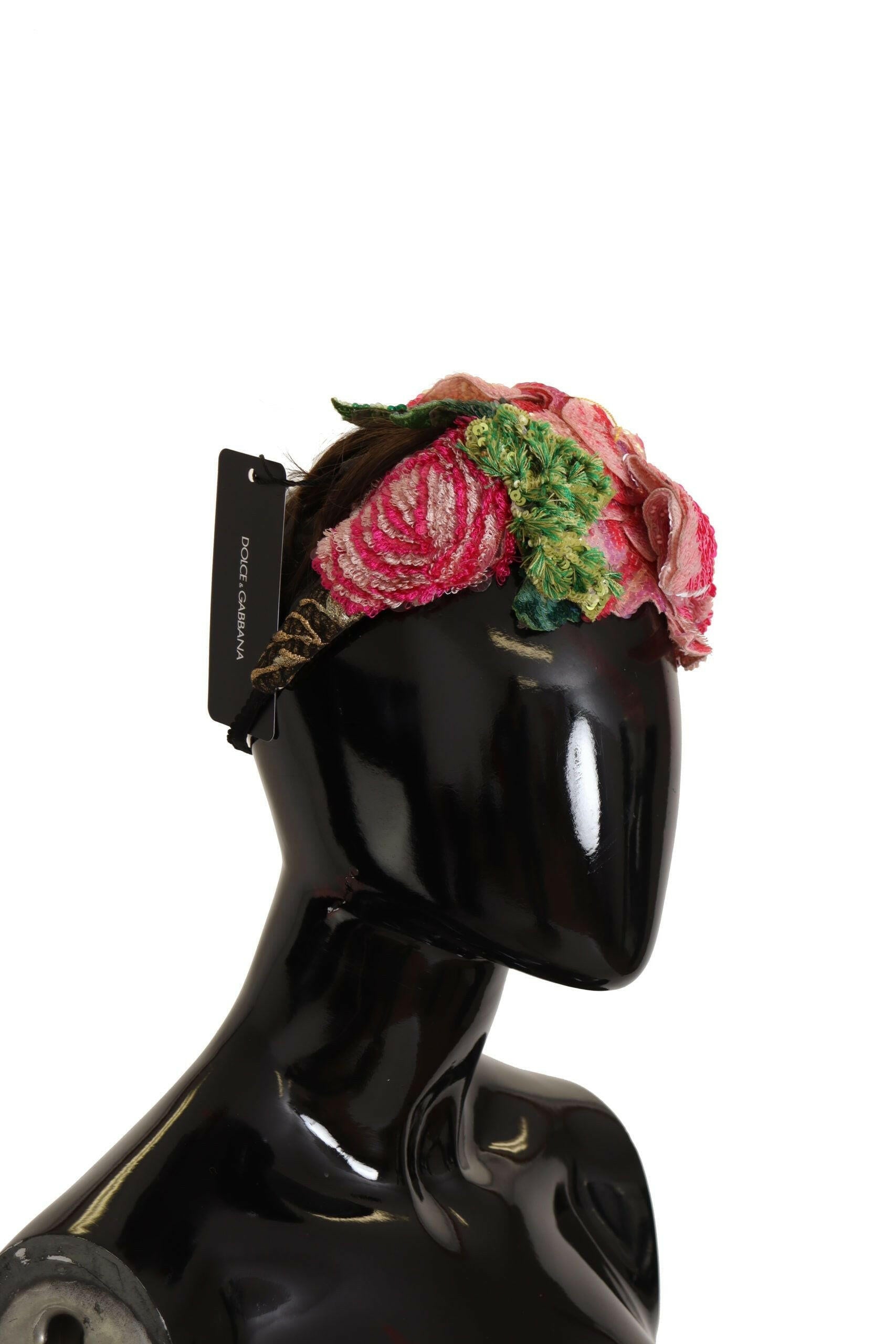 Dolce & Gabbana Multicolor Sequined Lurex Black Hair Headband.
