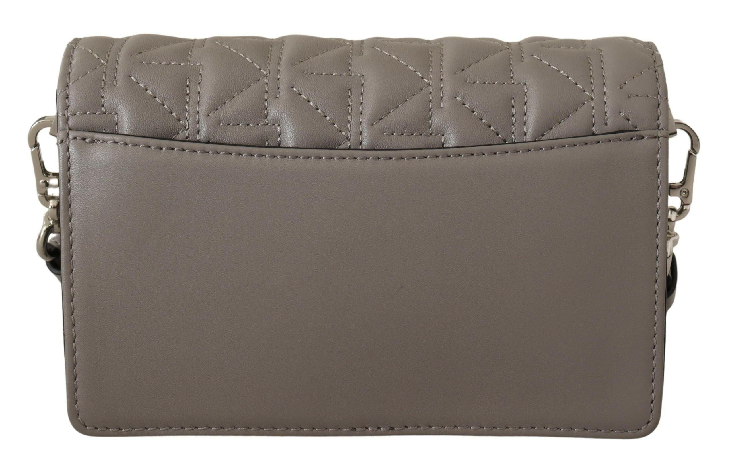 Karl Lagerfeld Elegant Grey Leather Crossbody Bag.
