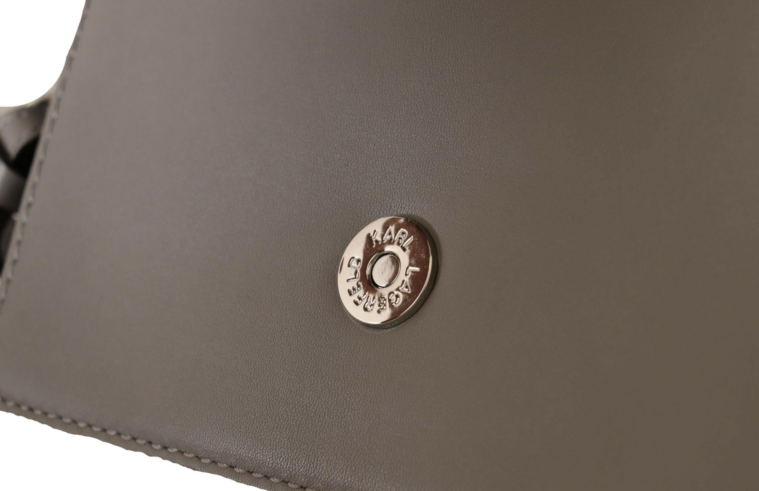 Karl Lagerfeld Elegant Grey Leather Crossbody Bag.