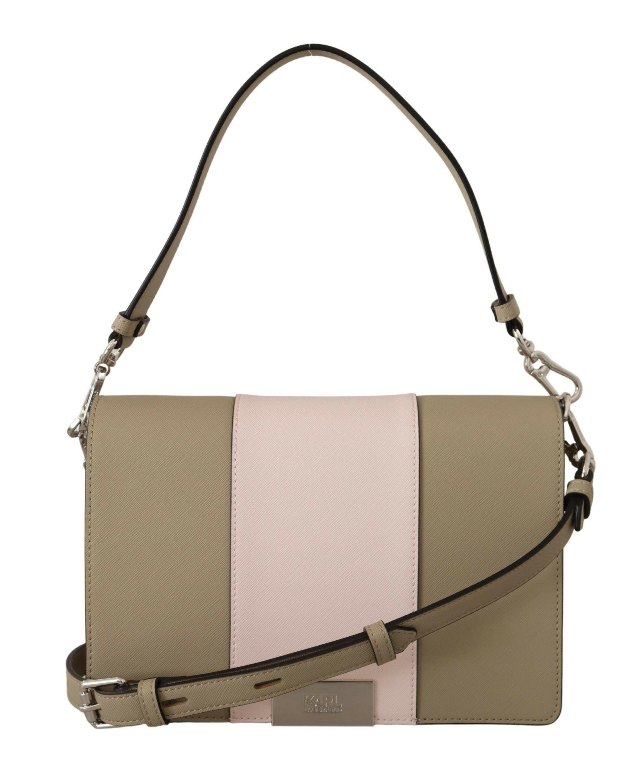 Karl Lagerfeld Chic Sage Shoulder Bag with Dual Straps.