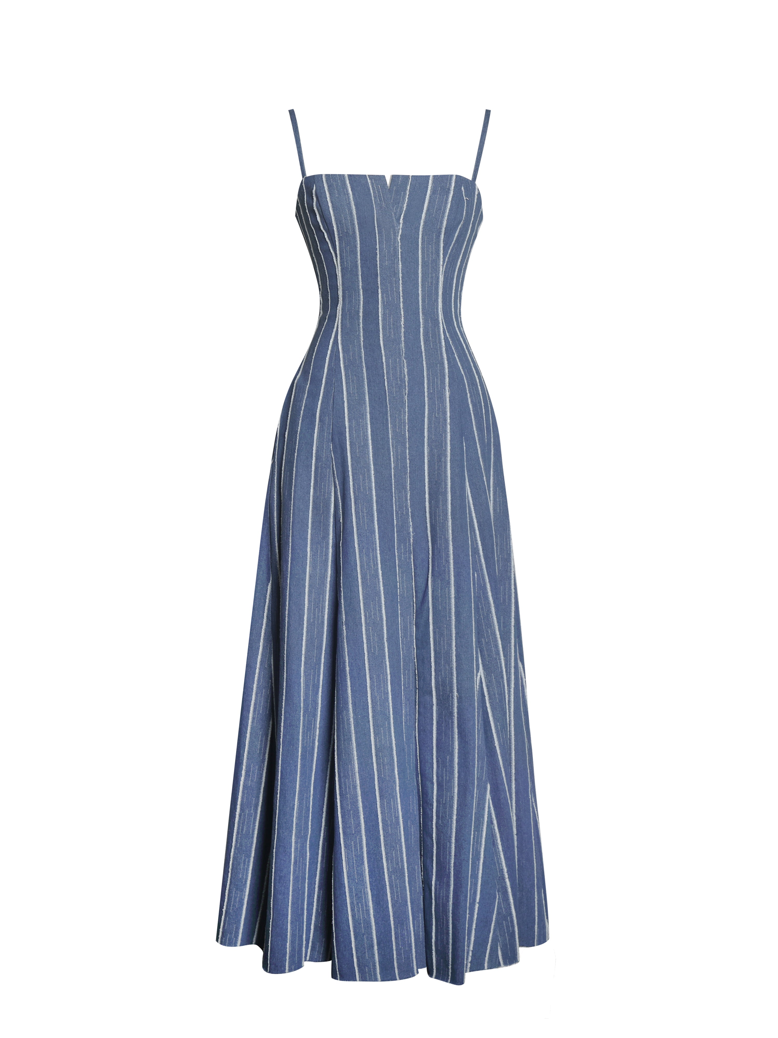 Abygail Stripe Cotton Denim Maxi Dress