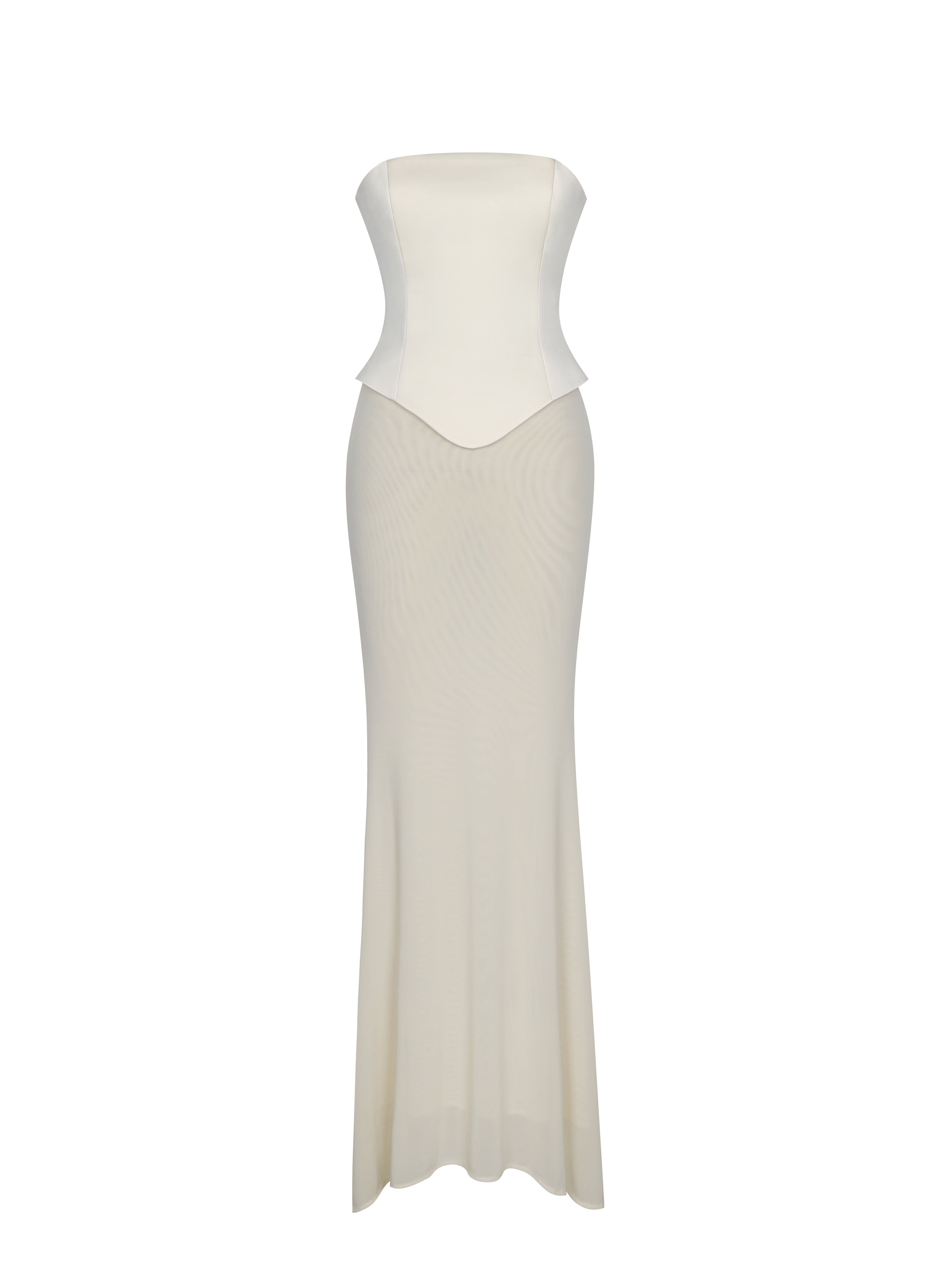 Adelina Butter Yellow Peplum Mermaid Gown with Lace-up Back